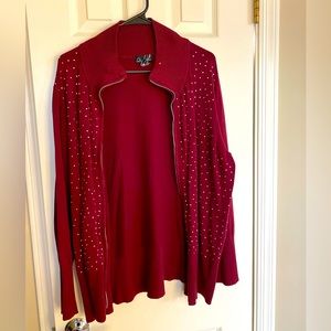 2x Red gemstone zip up sweater